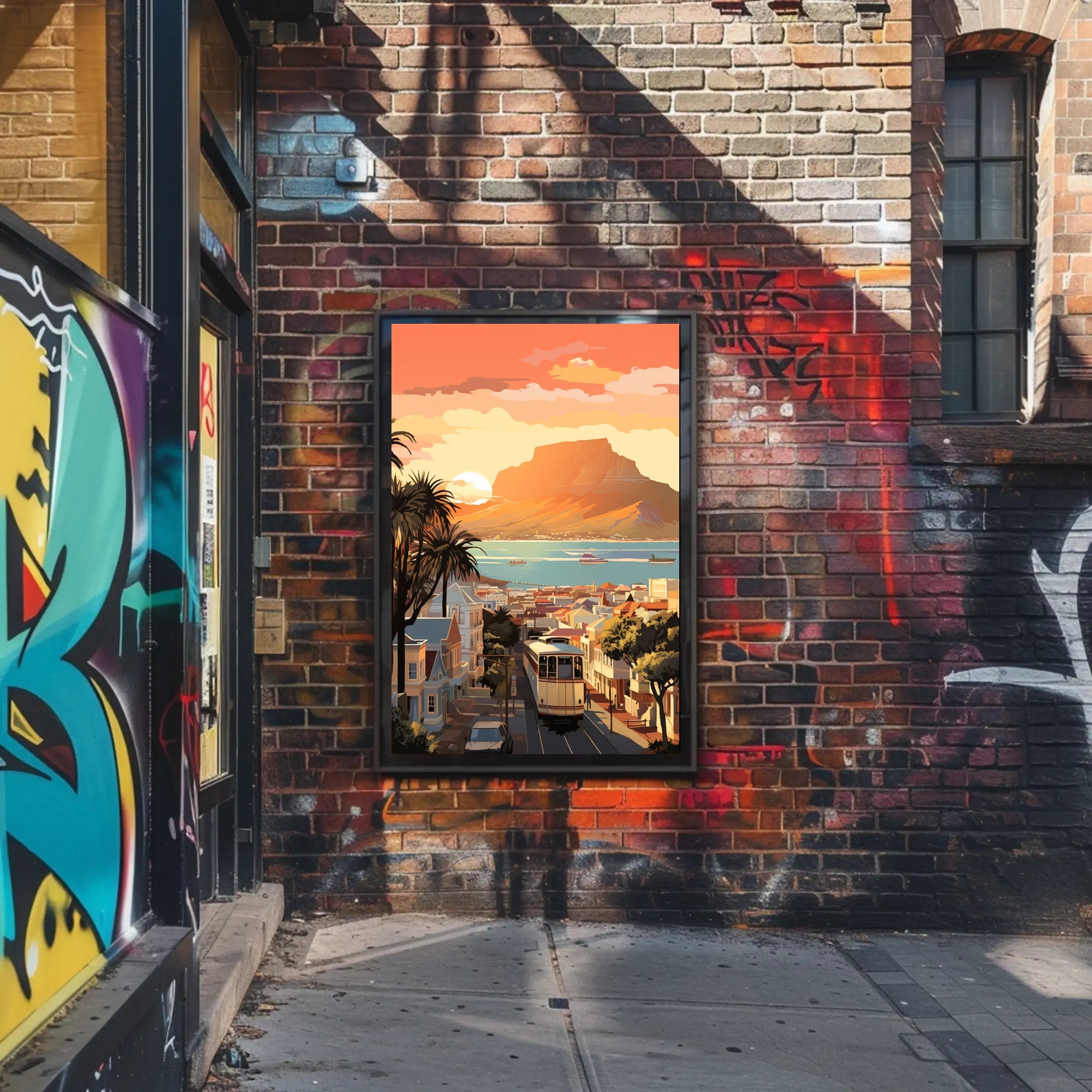 Cape Town Coastal Sunset Travel Poster PosterGoat