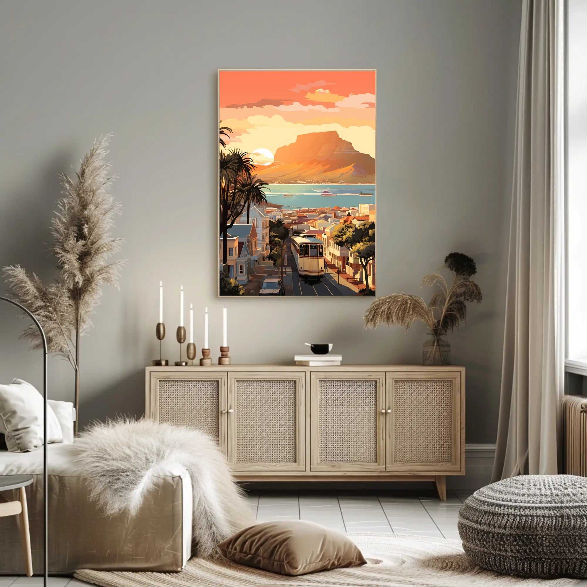Cape Town Coastal Sunset Travel Poster PosterGoat