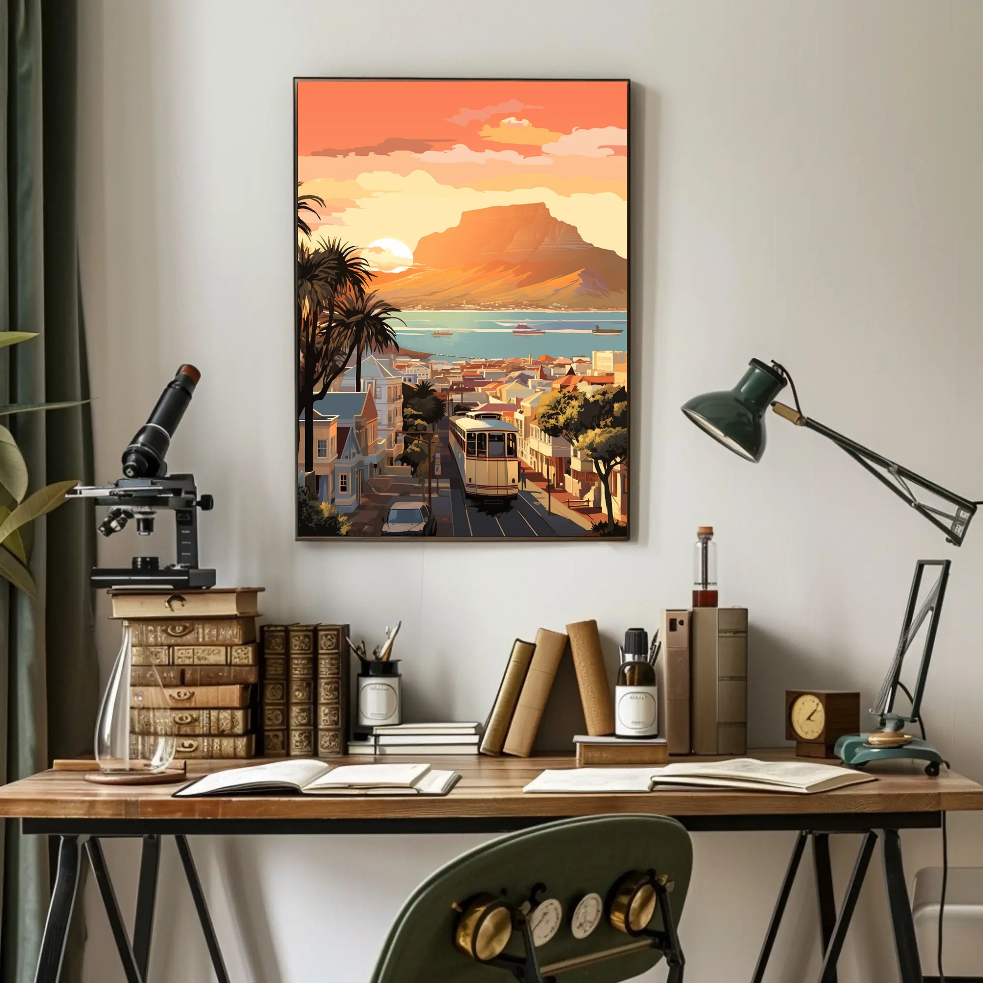 Cape Town Coastal Sunset Travel Poster PosterGoat