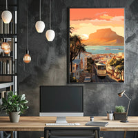 Cape Town Coastal Sunset Travel Poster PosterGoat