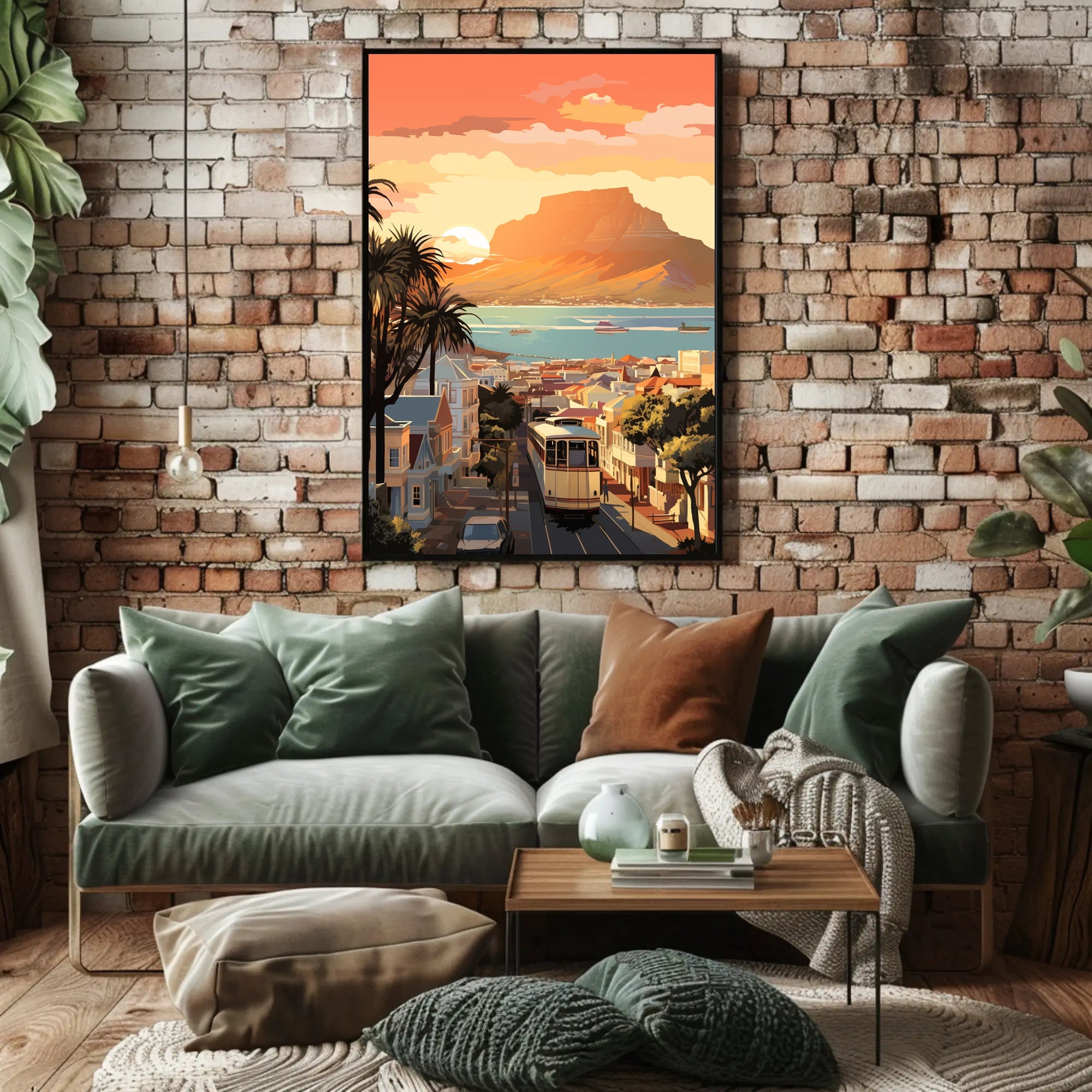 Cape Town Coastal Sunset Travel Poster PosterGoat