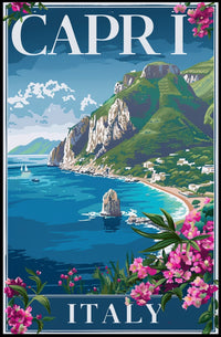 Capri Coastal Serenity Vintage Travel Poster PosterGoat
