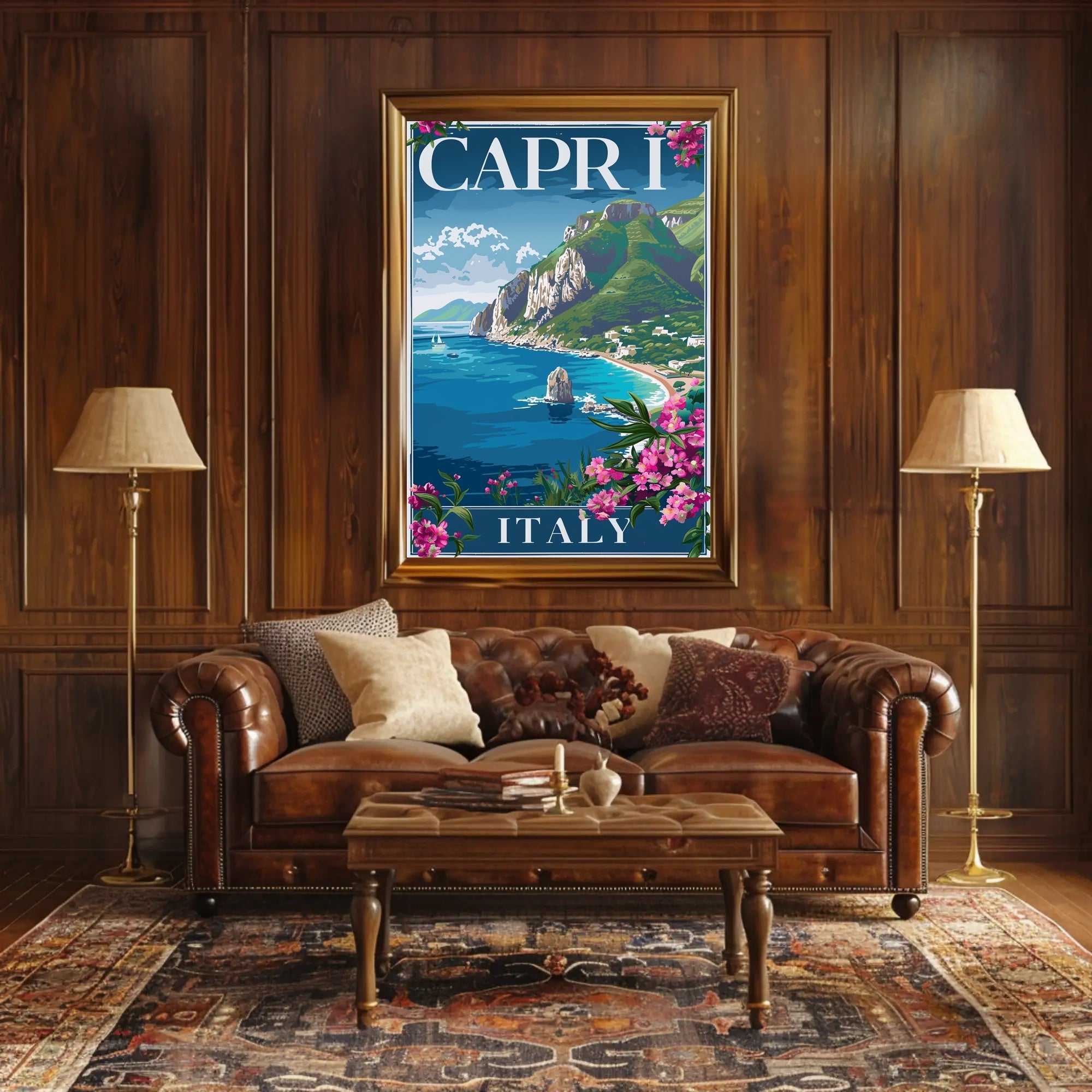 Capri Coastal Serenity Vintage Travel Poster PosterGoat