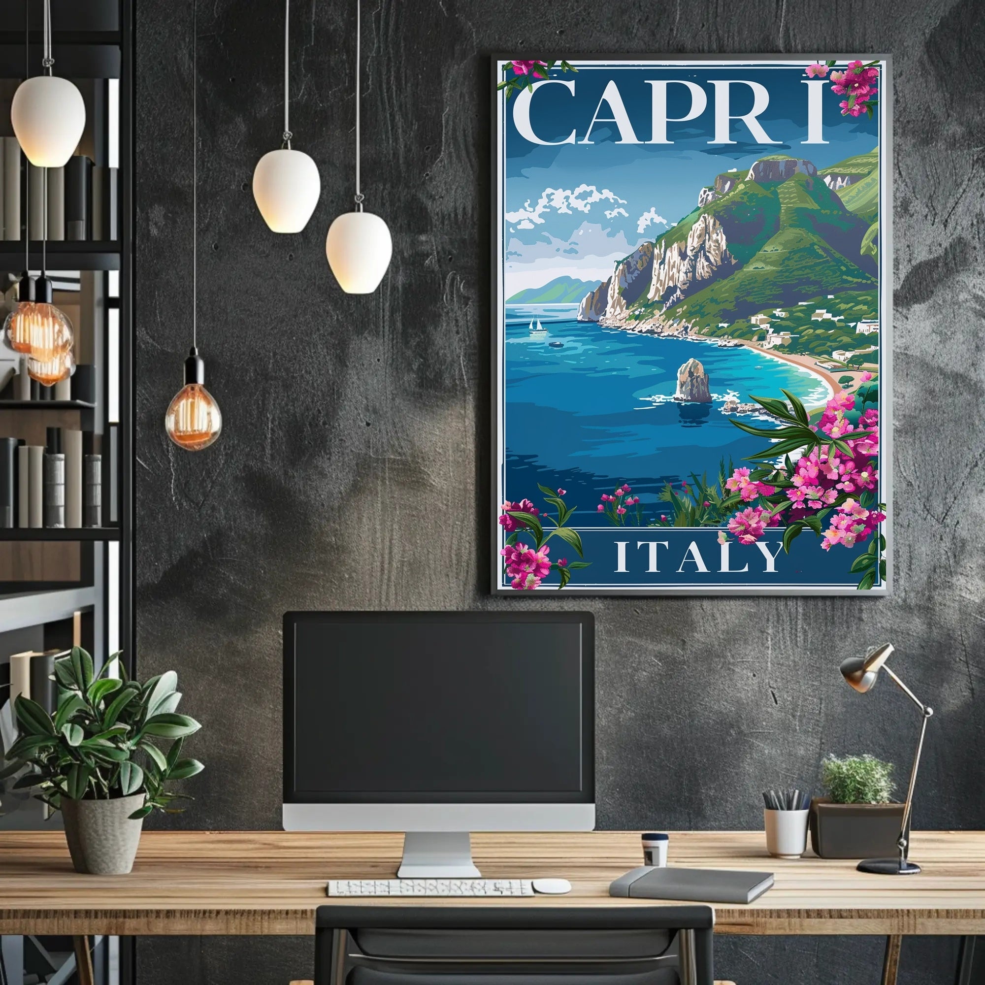 Capri Coastal Serenity Vintage Travel Poster PosterGoat