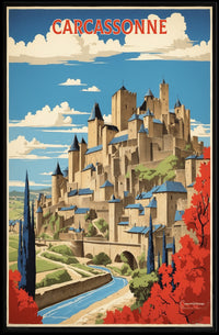 Carcassonne Medieval Fortress Travel Poster PosterGoat