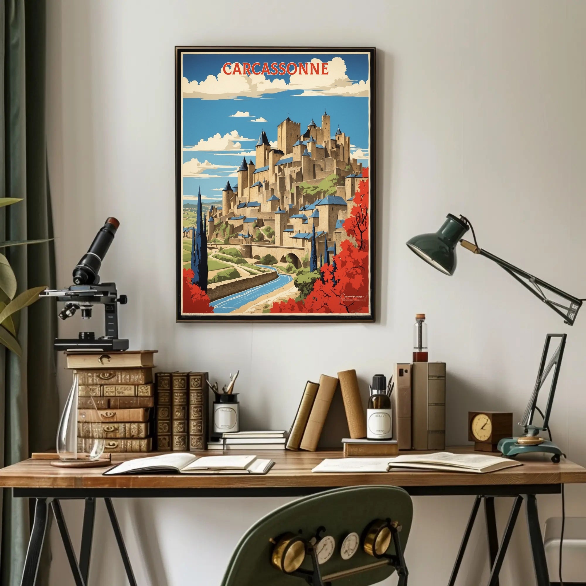 Carcassonne Medieval Fortress Travel Poster PosterGoat