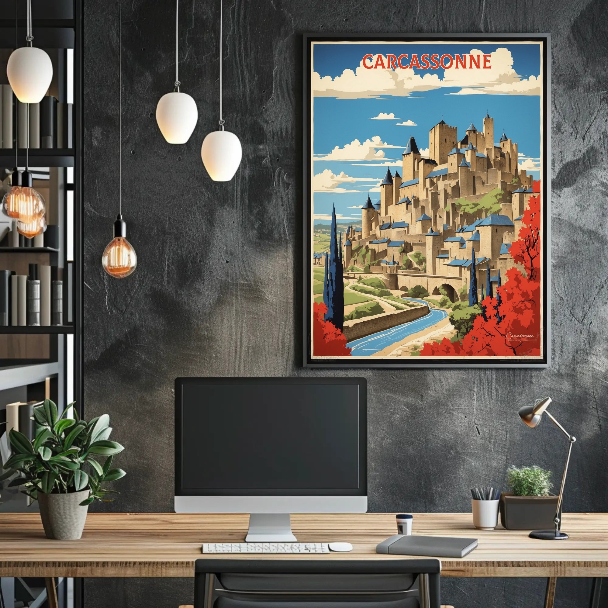 Carcassonne Medieval Fortress Travel Poster PosterGoat