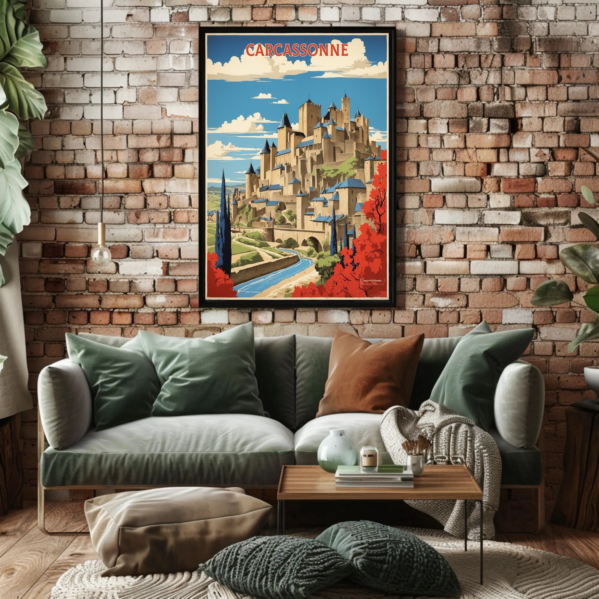 Carcassonne Medieval Fortress Travel Poster PosterGoat