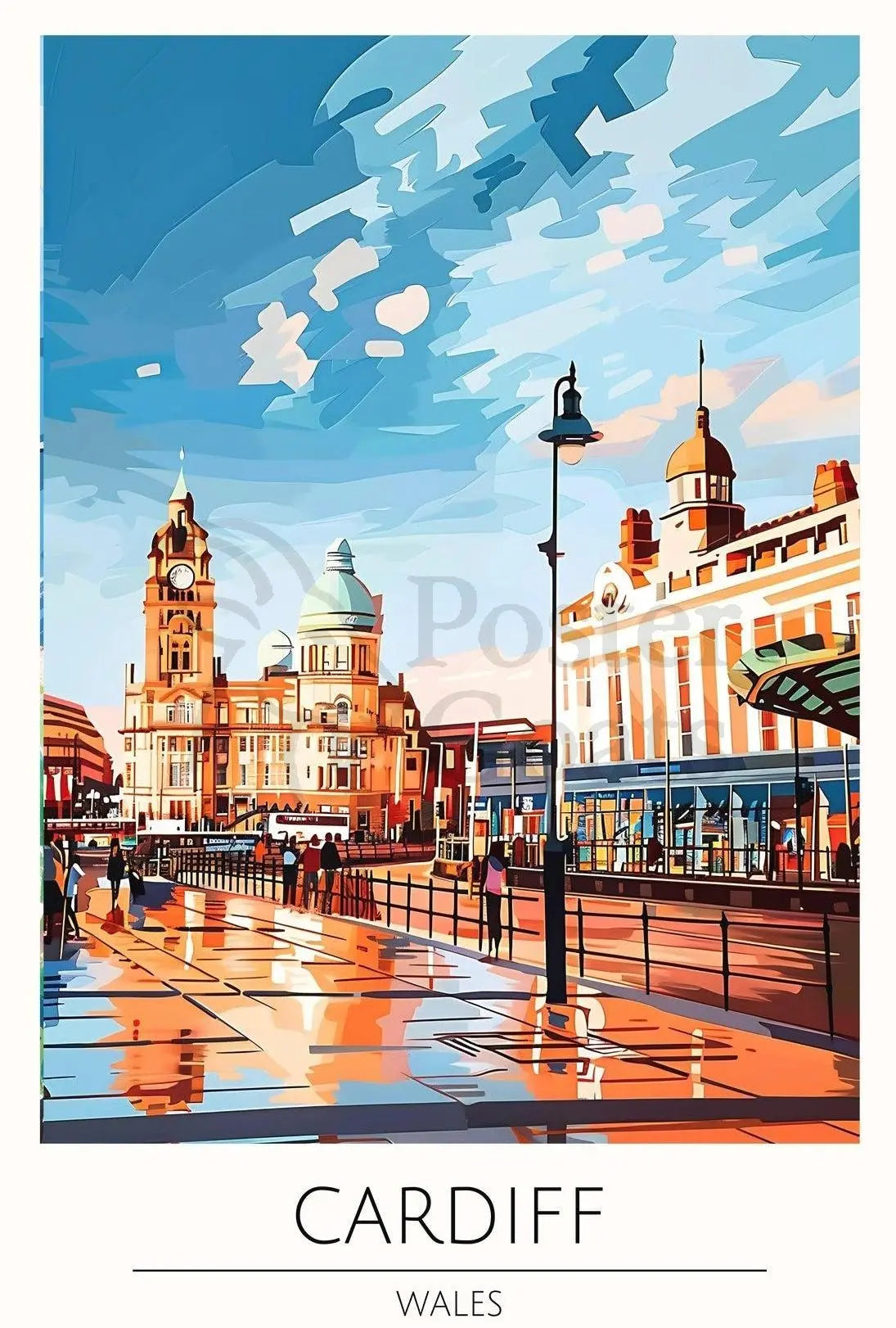 Cardiff Cityscape Art: Vibrant Travel Poster PosterGoat