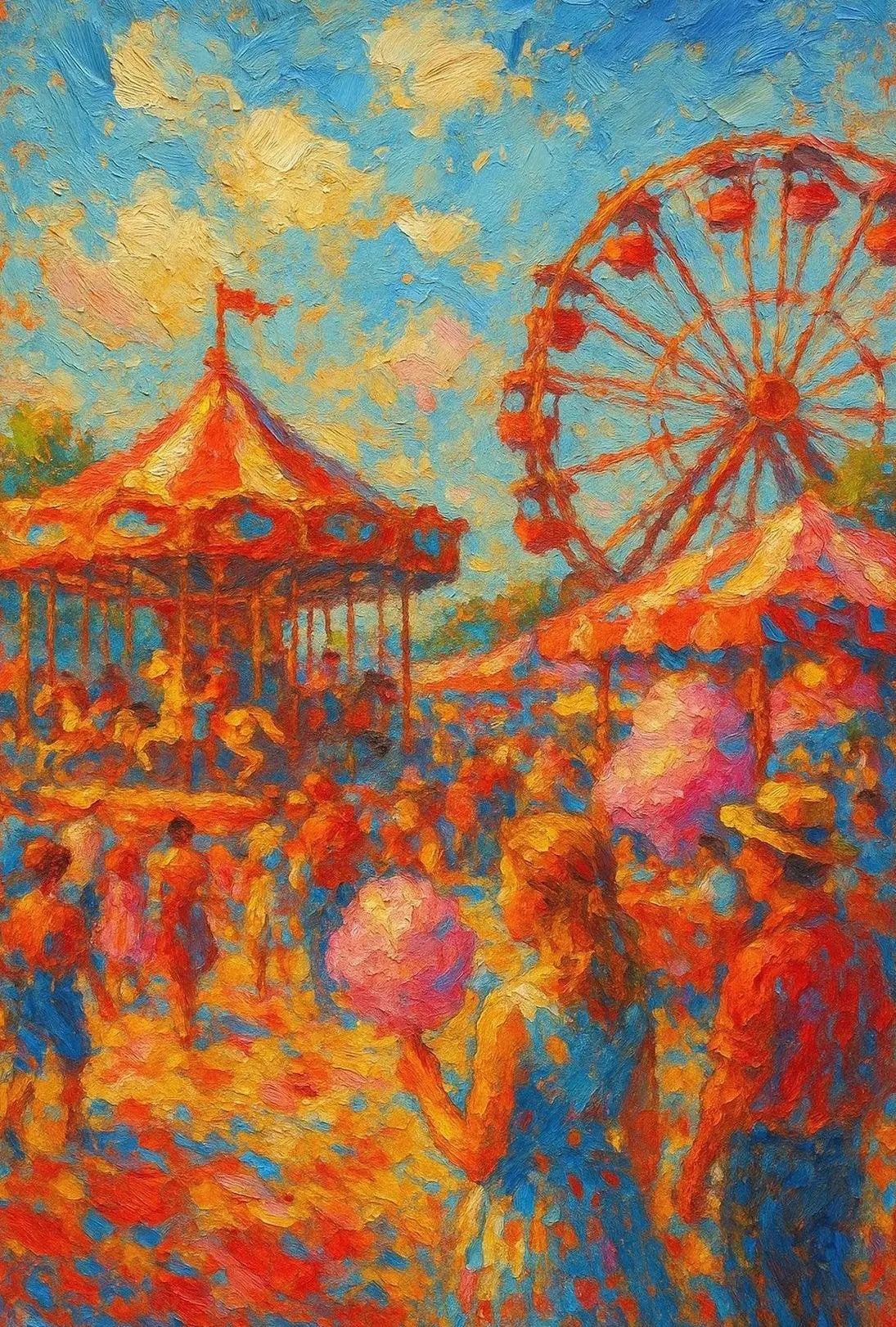 Carnival Amusement Park Vibes: Impressionist Artistic Poster PosterGoat