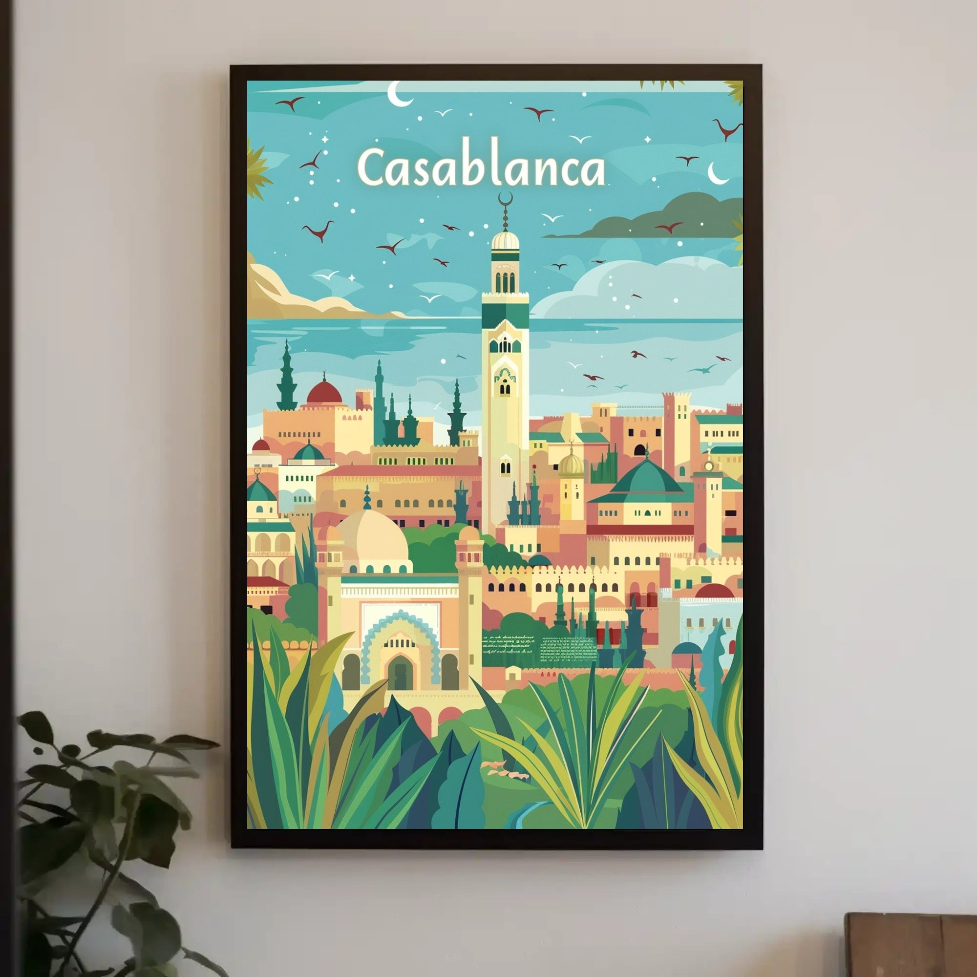 Casablanca Cityscape Illustration Captures Moroccan Cultural Richness Poster PosterGoat