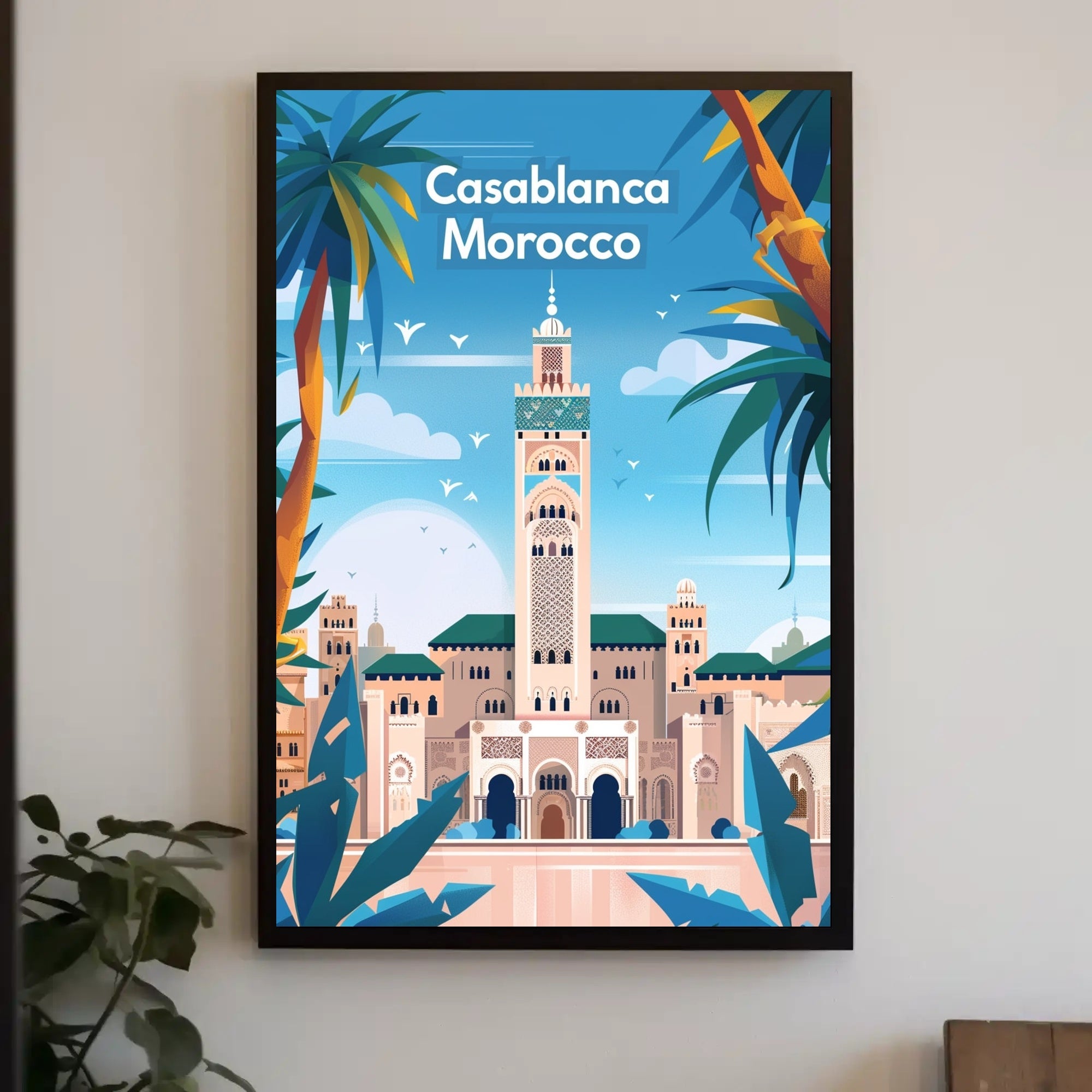Casablanca Mosque Travel Poster PosterGoat