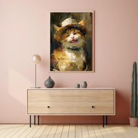 Cat in a Straw Hat Abstract Artistic Poster PosterGoat