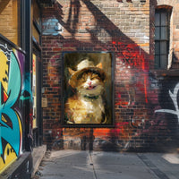 Cat in a Straw Hat Abstract Artistic Poster PosterGoat