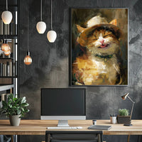 Cat in a Straw Hat Abstract Artistic Poster PosterGoat