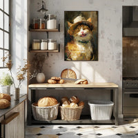 Cat in a Straw Hat Abstract Artistic Poster PosterGoat