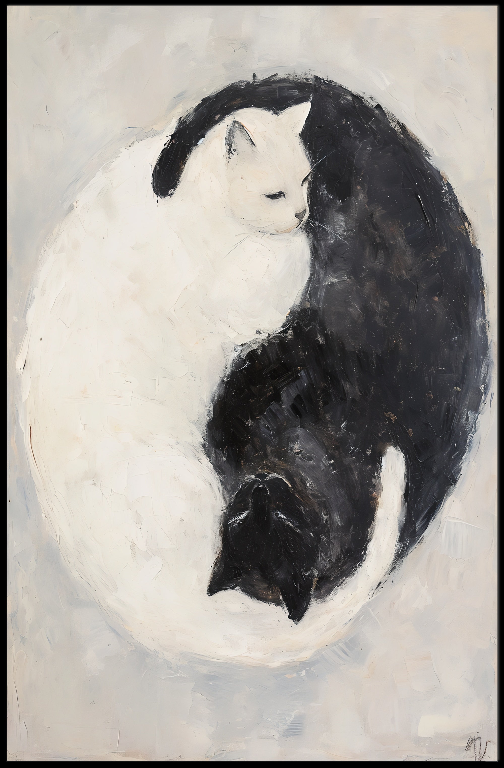 Cats Yin Yang Balance Art Abstract Poster PosterGoat