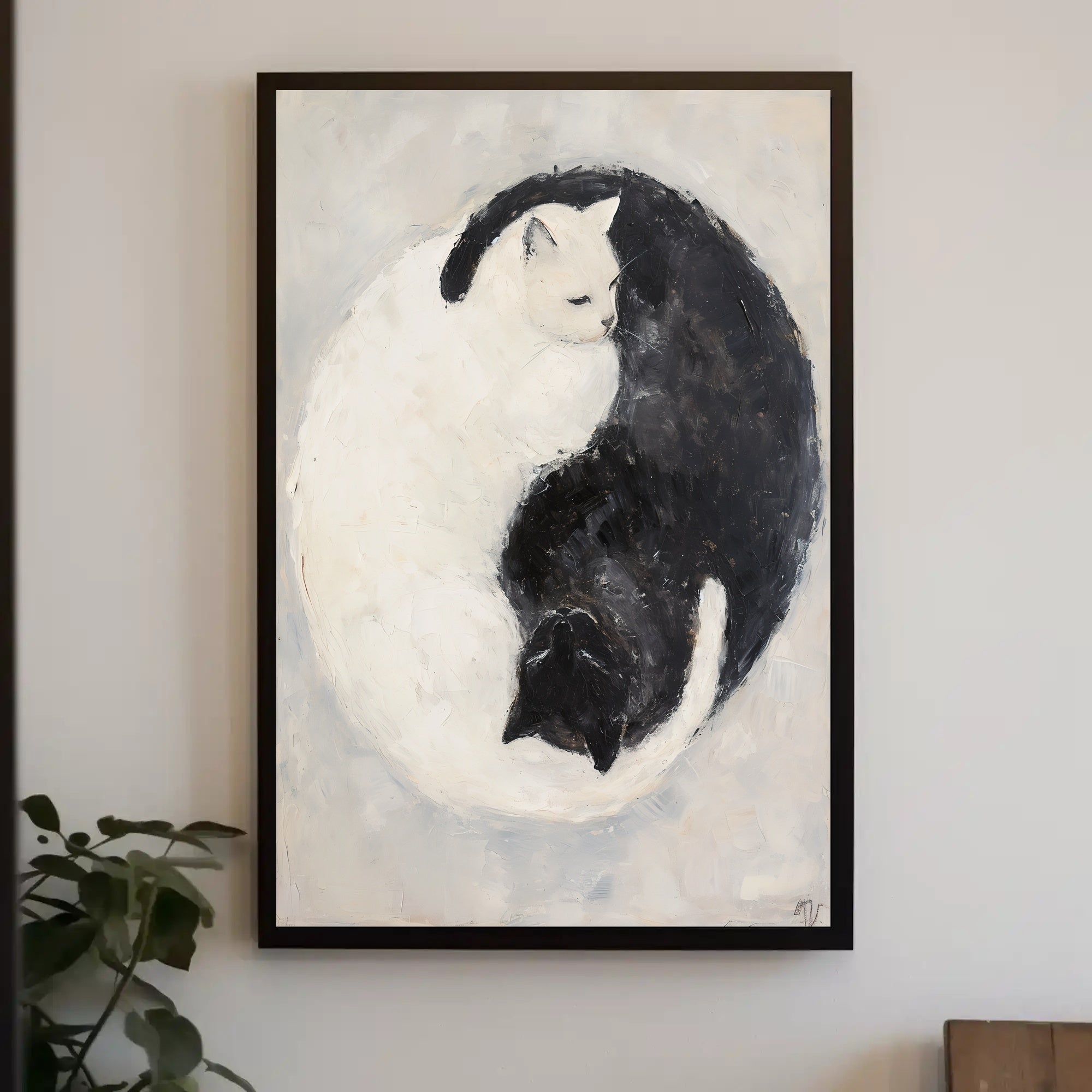 Cats Yin Yang Balance Art Abstract Poster PosterGoat