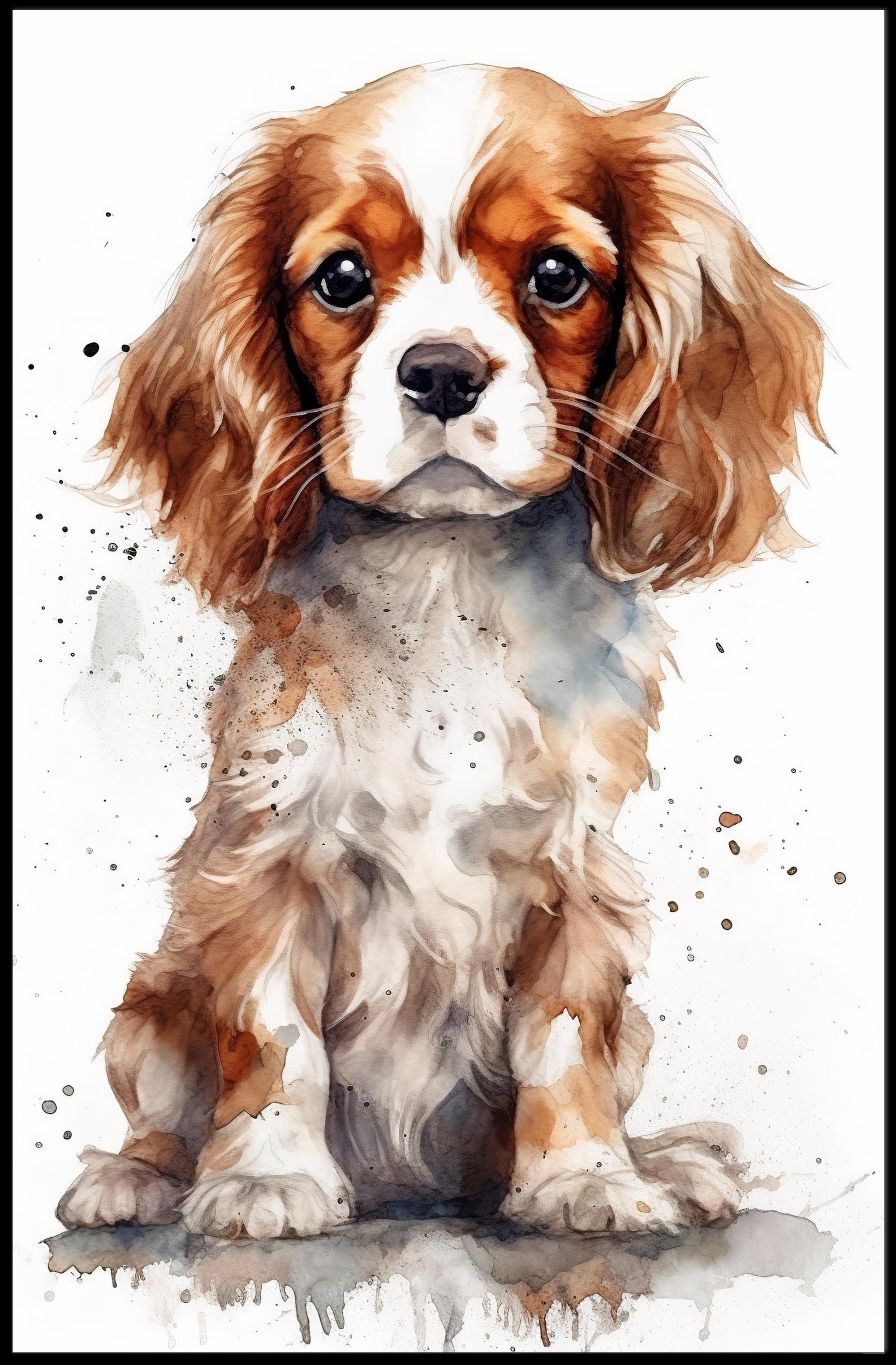 Cavalier King Charles Puppy Watercolor Art Dog Breed Poster PosterGoat