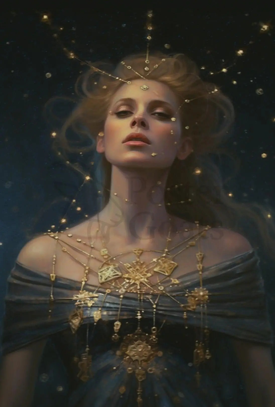 Celestial Goddess Starry Night Artistic Fantasy Poster PosterGoat