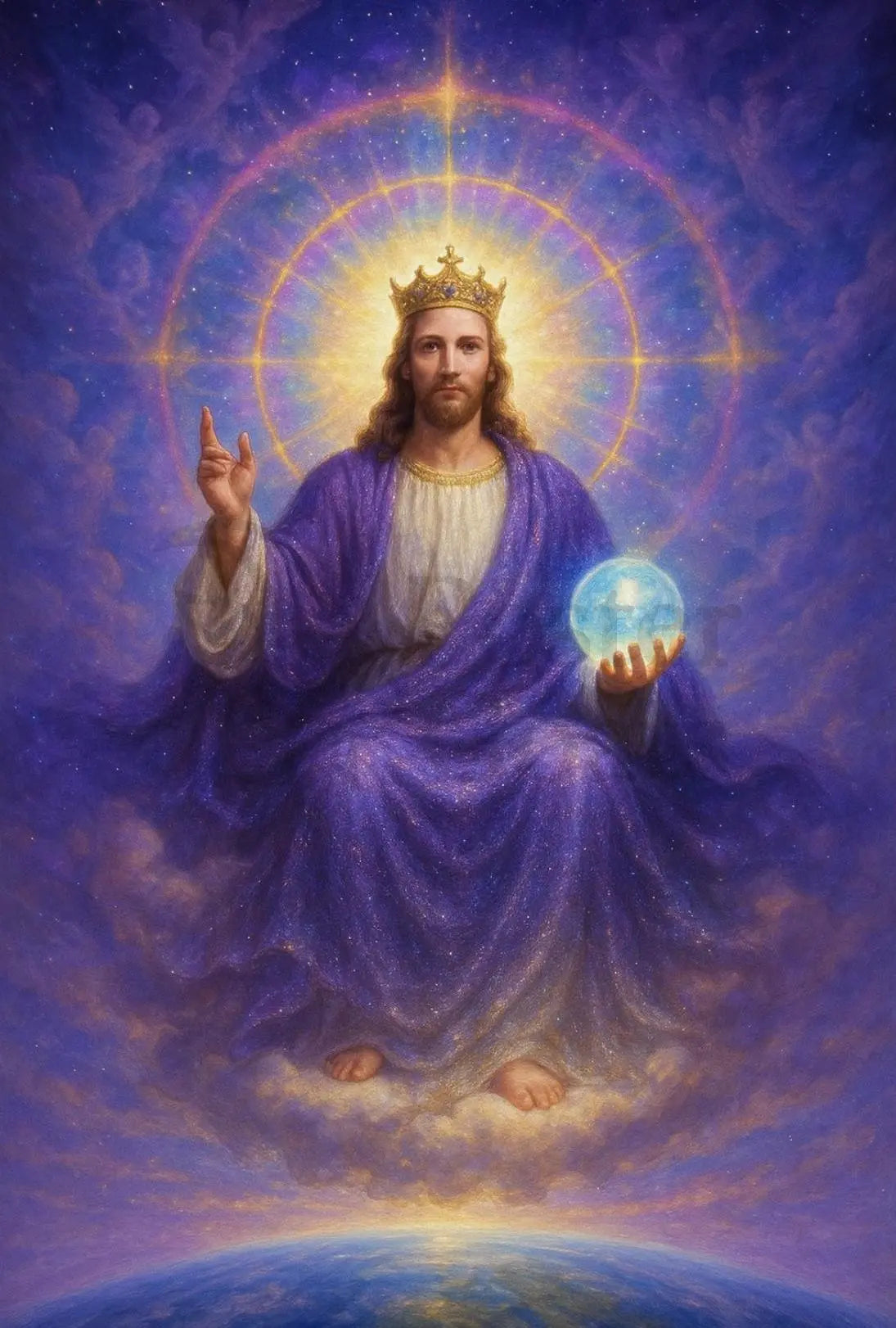 Celestial Majesty on Throne Spiritual Artistic Poster PosterGoat
