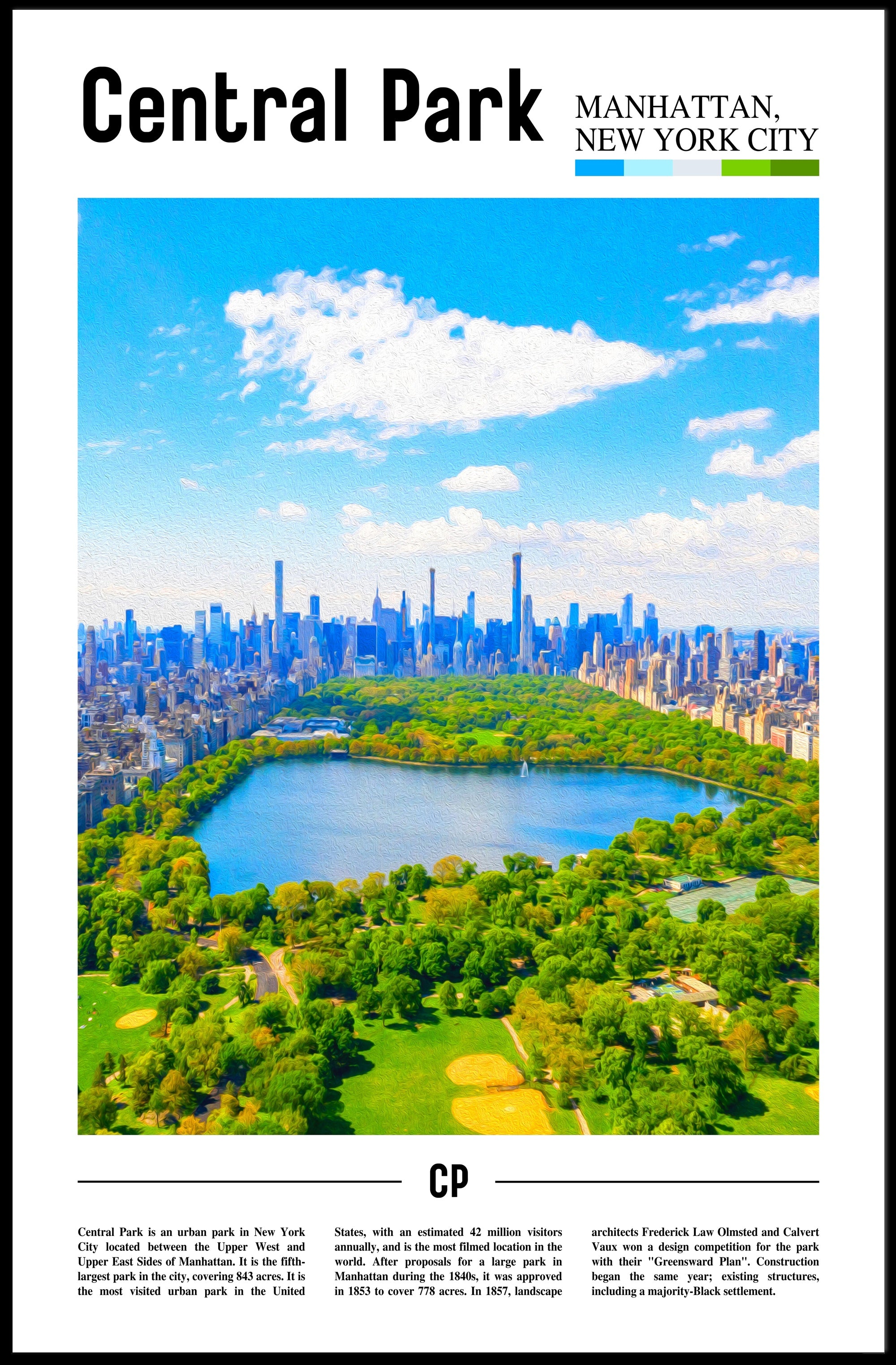 Central Park Skyline Serenity - Travel Poster PosterGoat