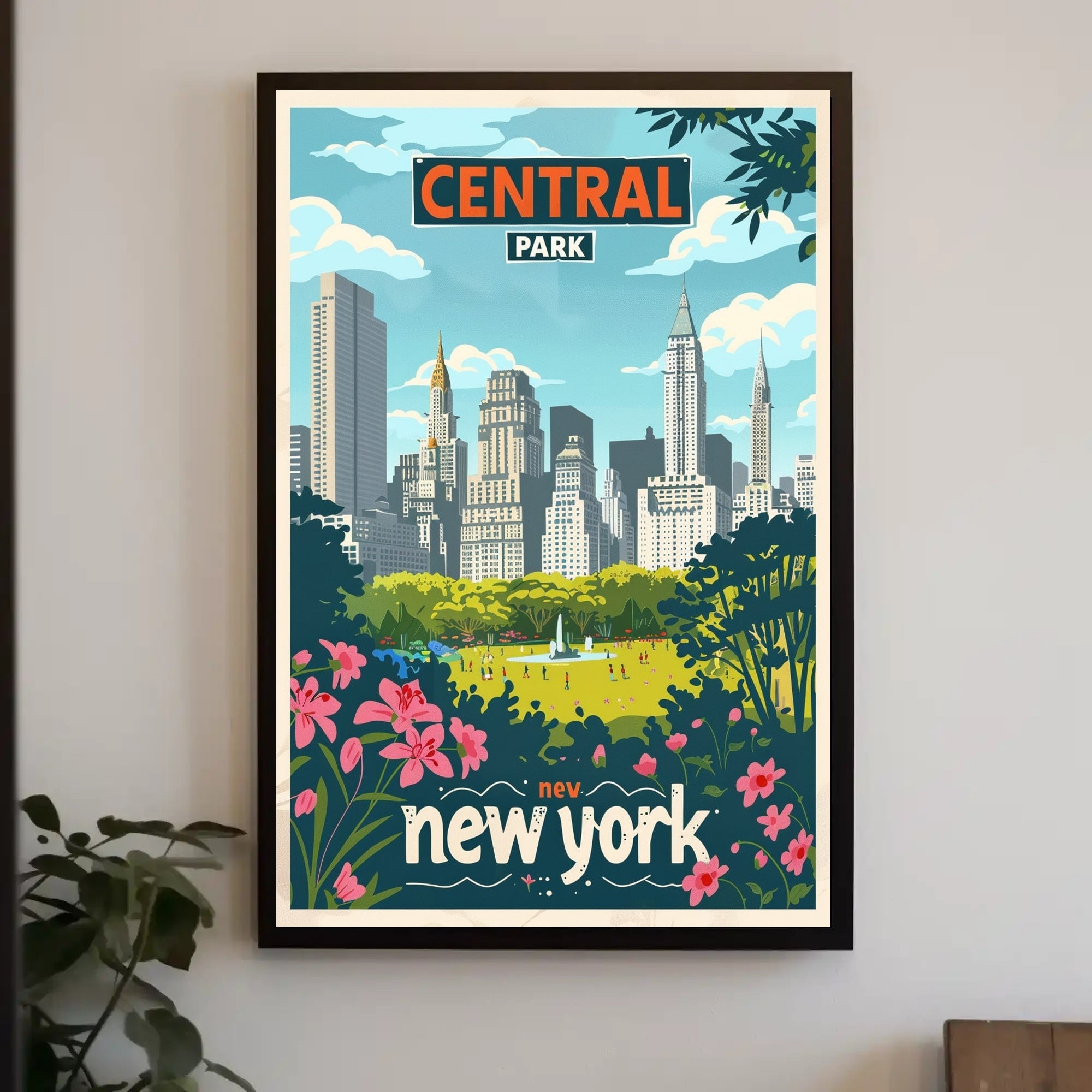 Central Park Skyline Vintage Travel Poster PosterGoat