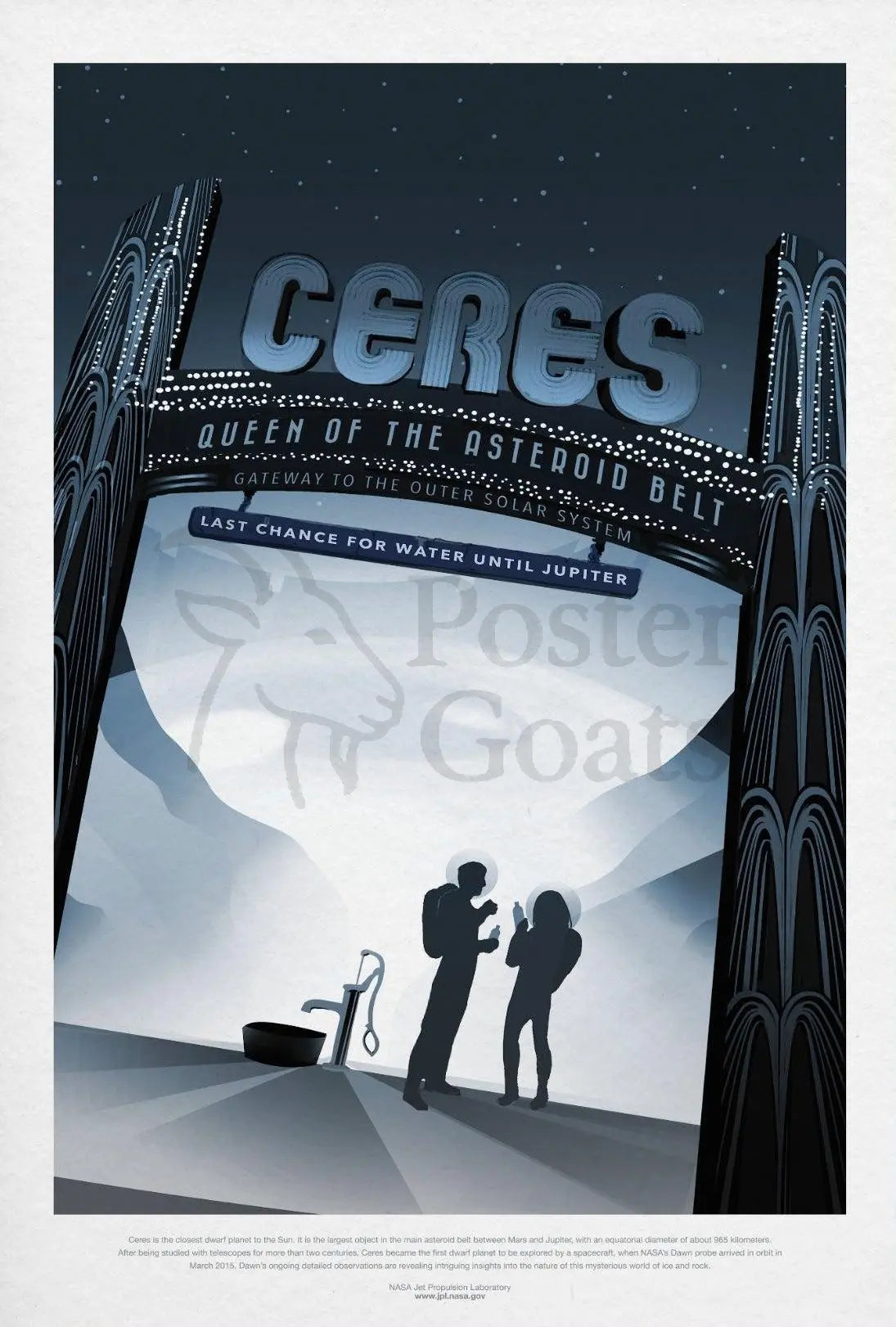 Ceres: Queen of the Asteroid Belt Sci-Fi Poster PosterGoat