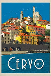 Cervo Italy Scenic Vintage Travel Poster PosterGoat