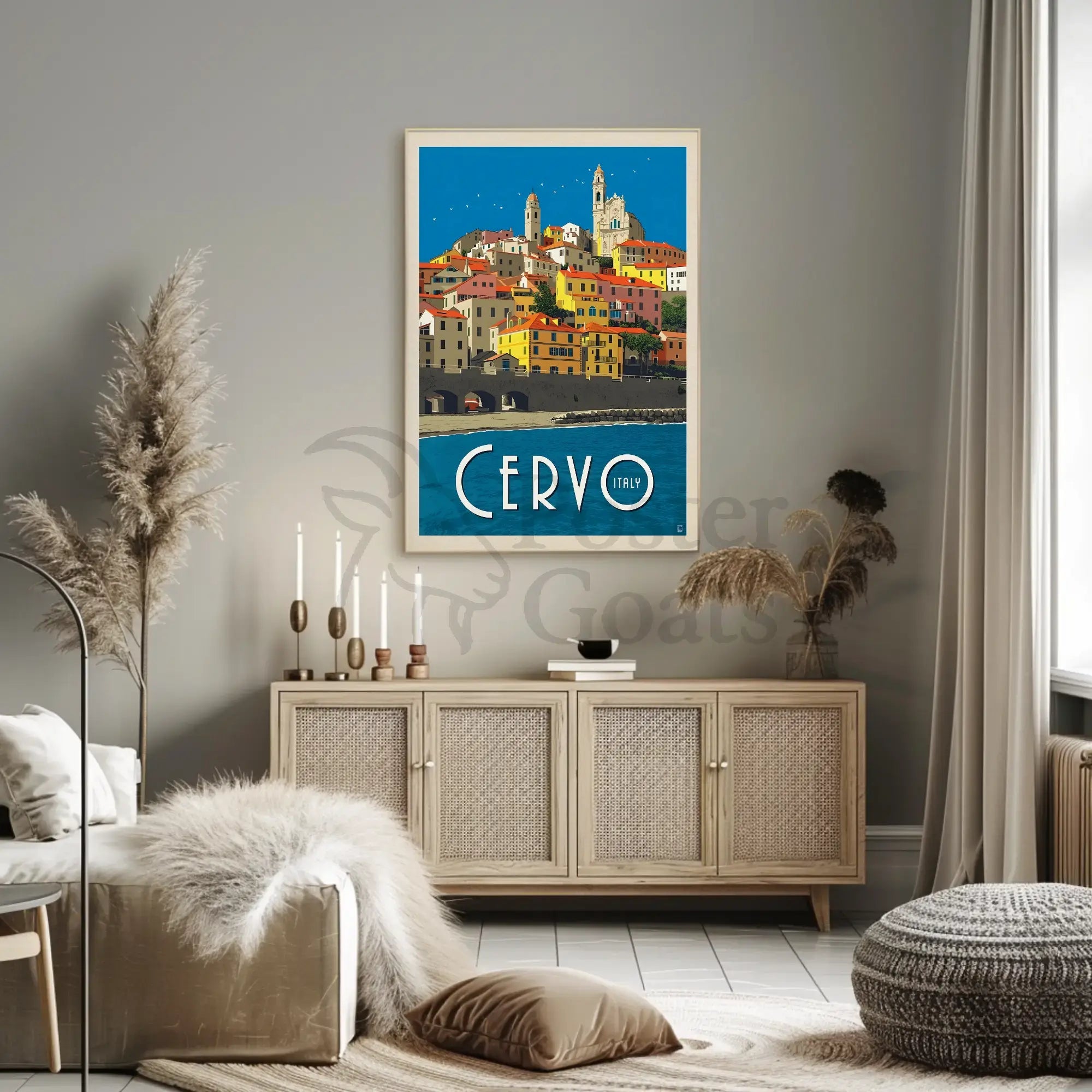 Cervo Italy Scenic Vintage Travel Poster PosterGoat