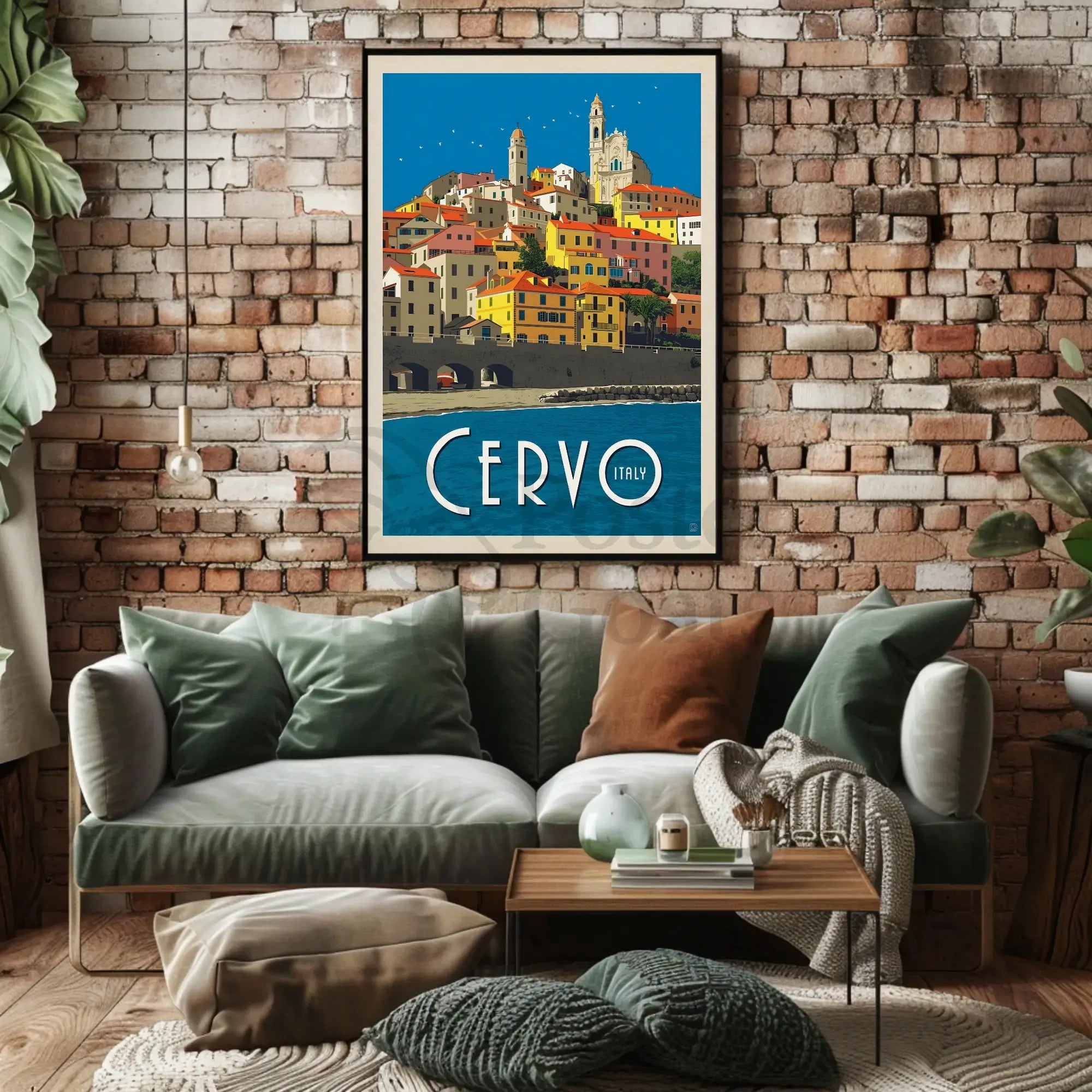 Cervo Italy Scenic Vintage Travel Poster PosterGoat