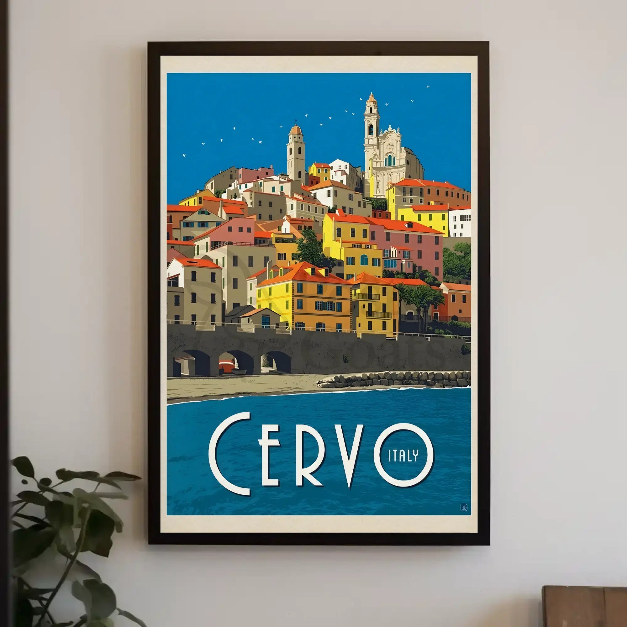 Cervo Italy Scenic Vintage Travel Poster PosterGoat