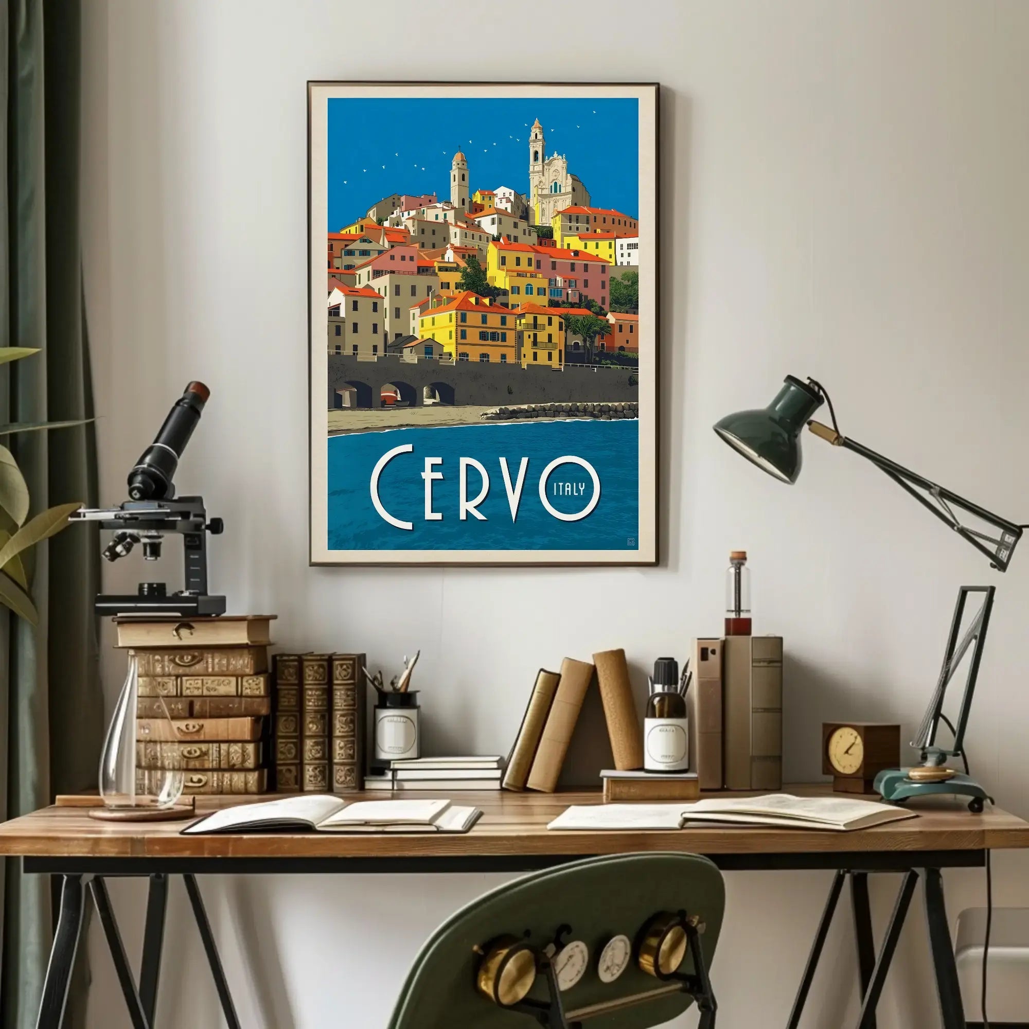 Cervo Italy Scenic Vintage Travel Poster PosterGoat