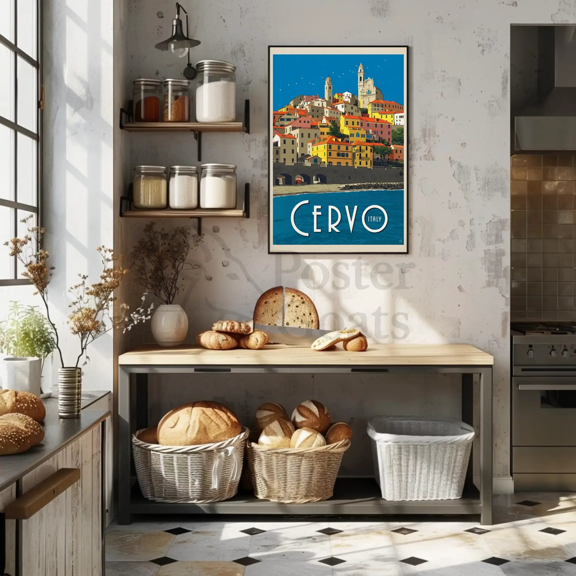 Cervo Italy Scenic Vintage Travel Poster PosterGoat