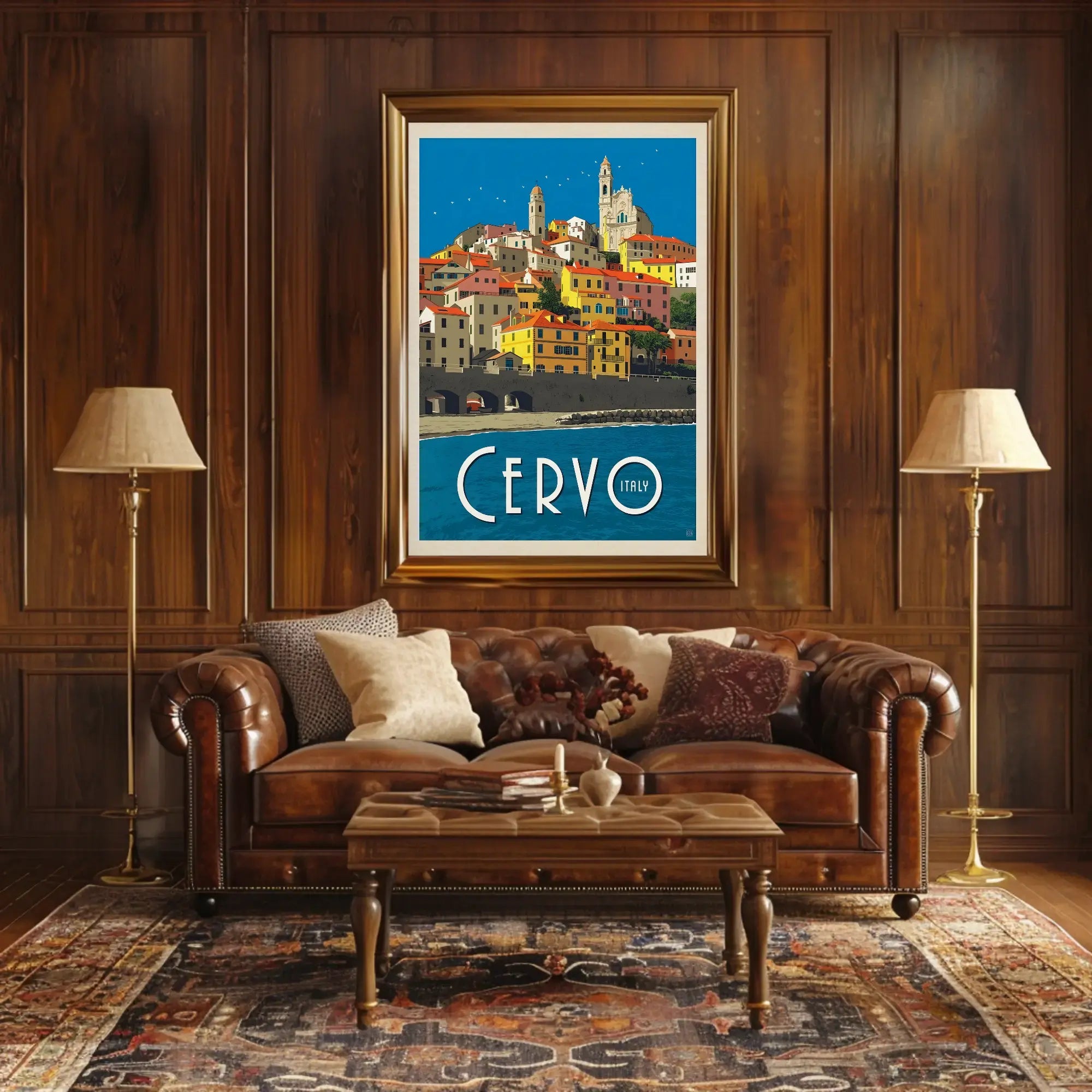 Cervo Italy Scenic Vintage Travel Poster PosterGoat