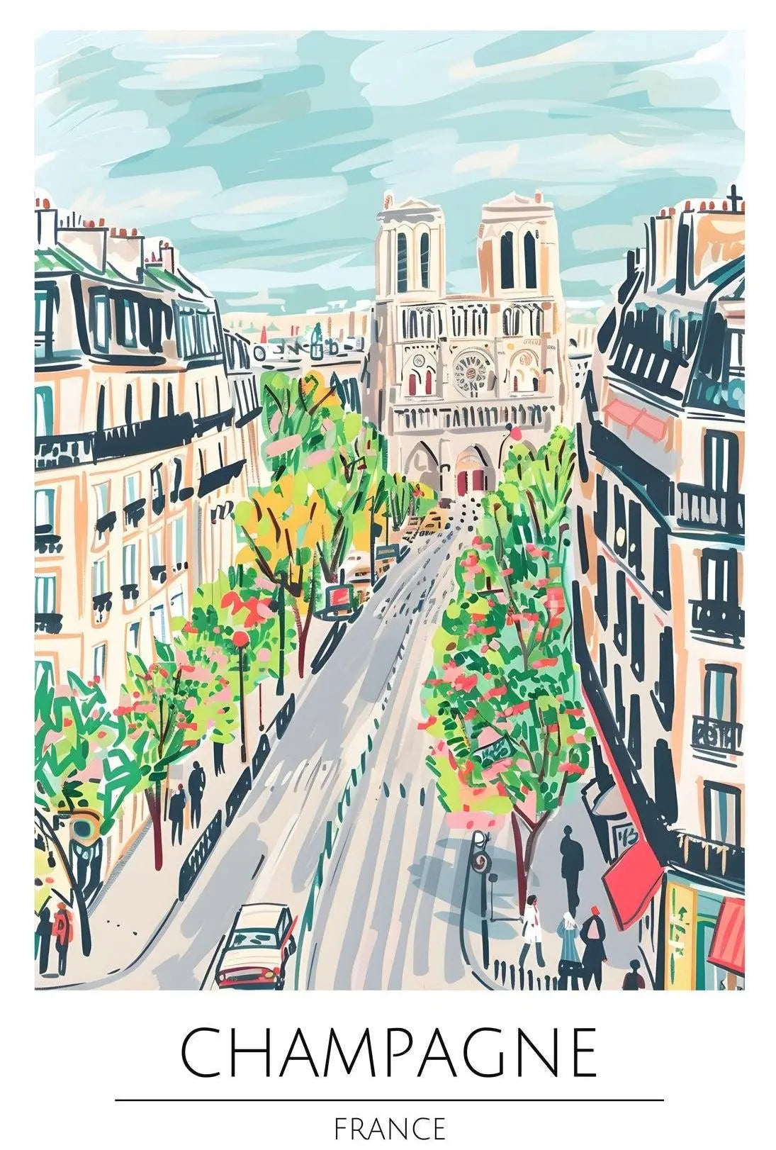 Champagne Cityscape Paris Travel Poster PosterGoat