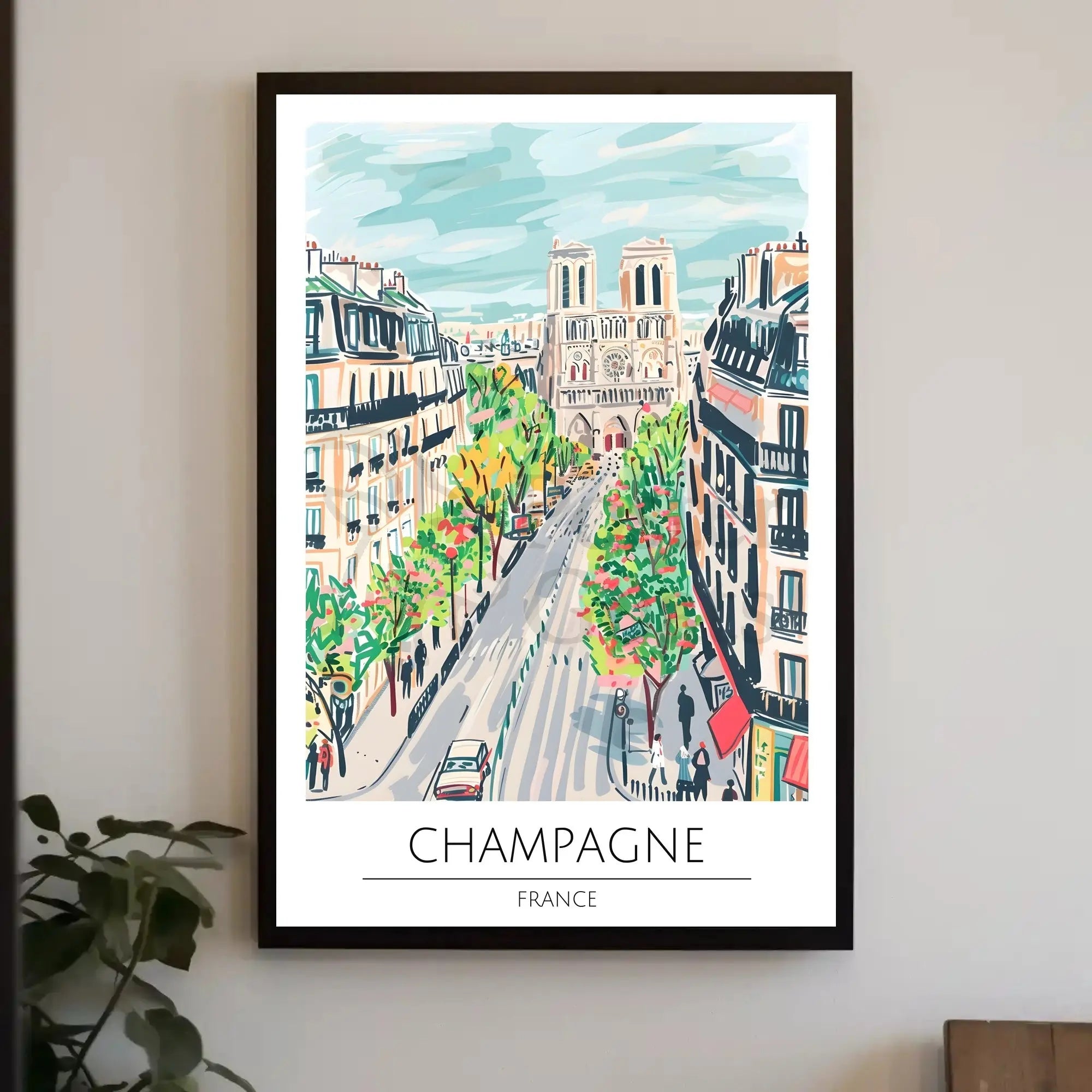 Champagne Cityscape Paris Travel Poster PosterGoat