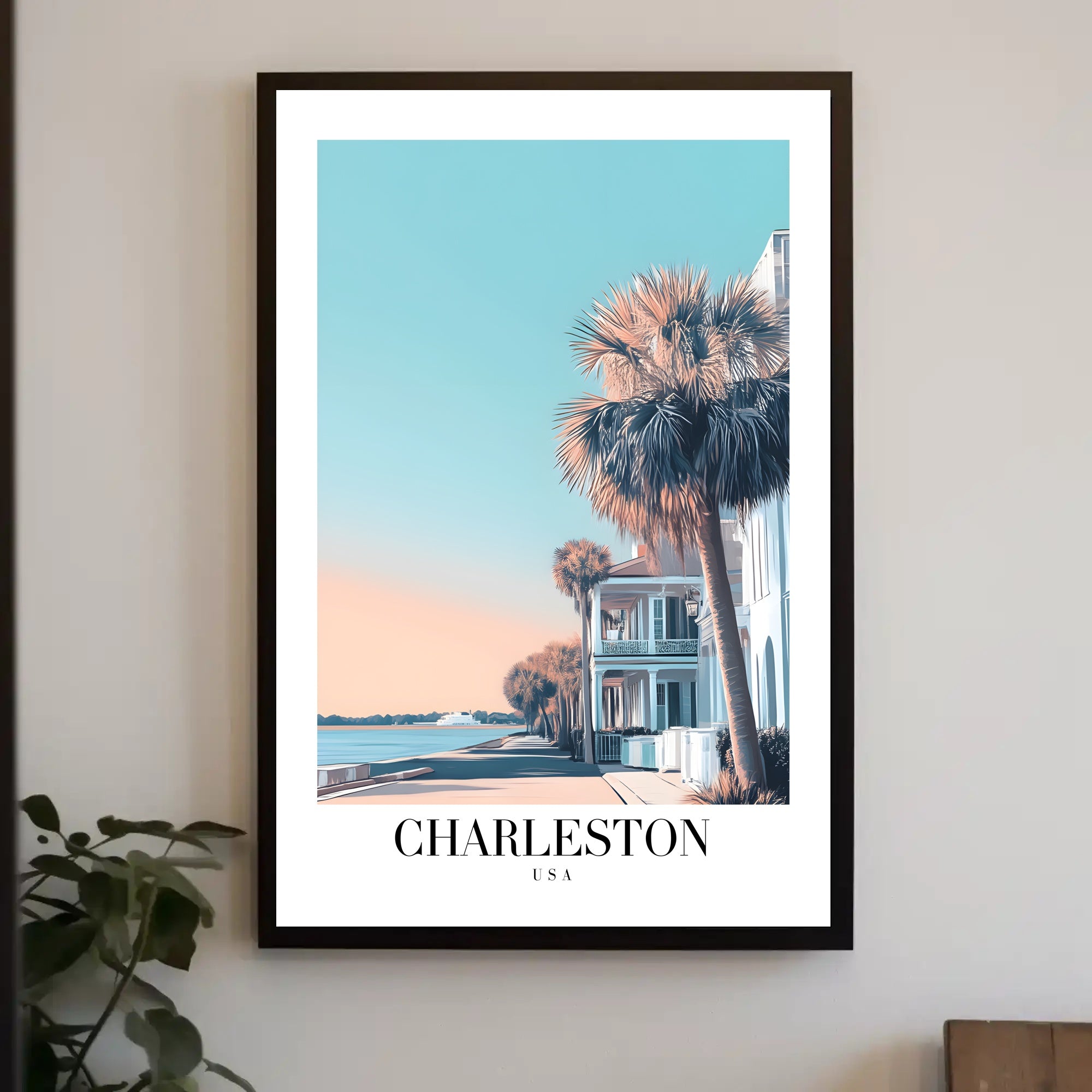 Charleston Coastal Scene Modern Travel Poster PosterGoat