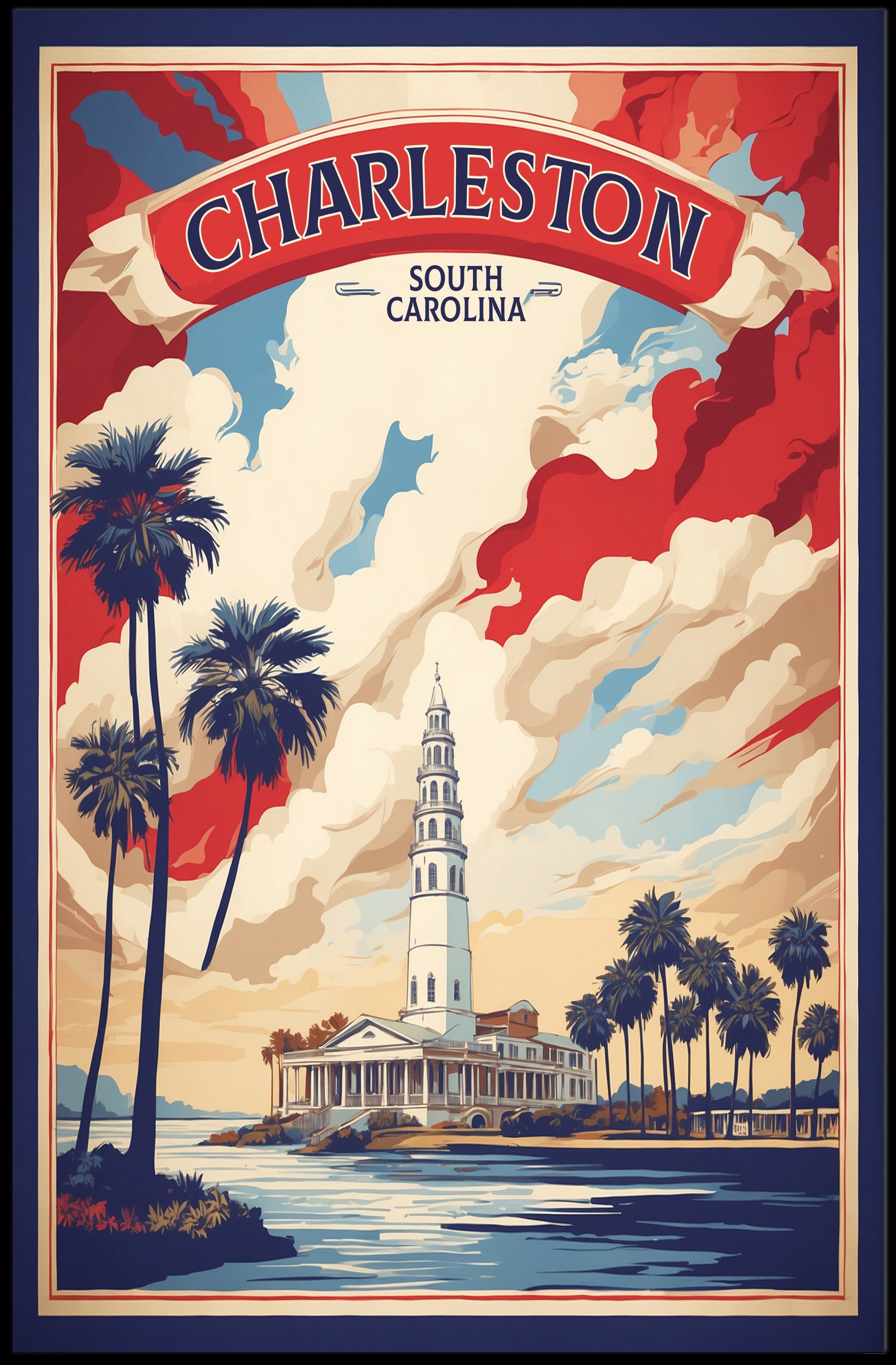 Charleston Vintage Travel Poster PosterGoat