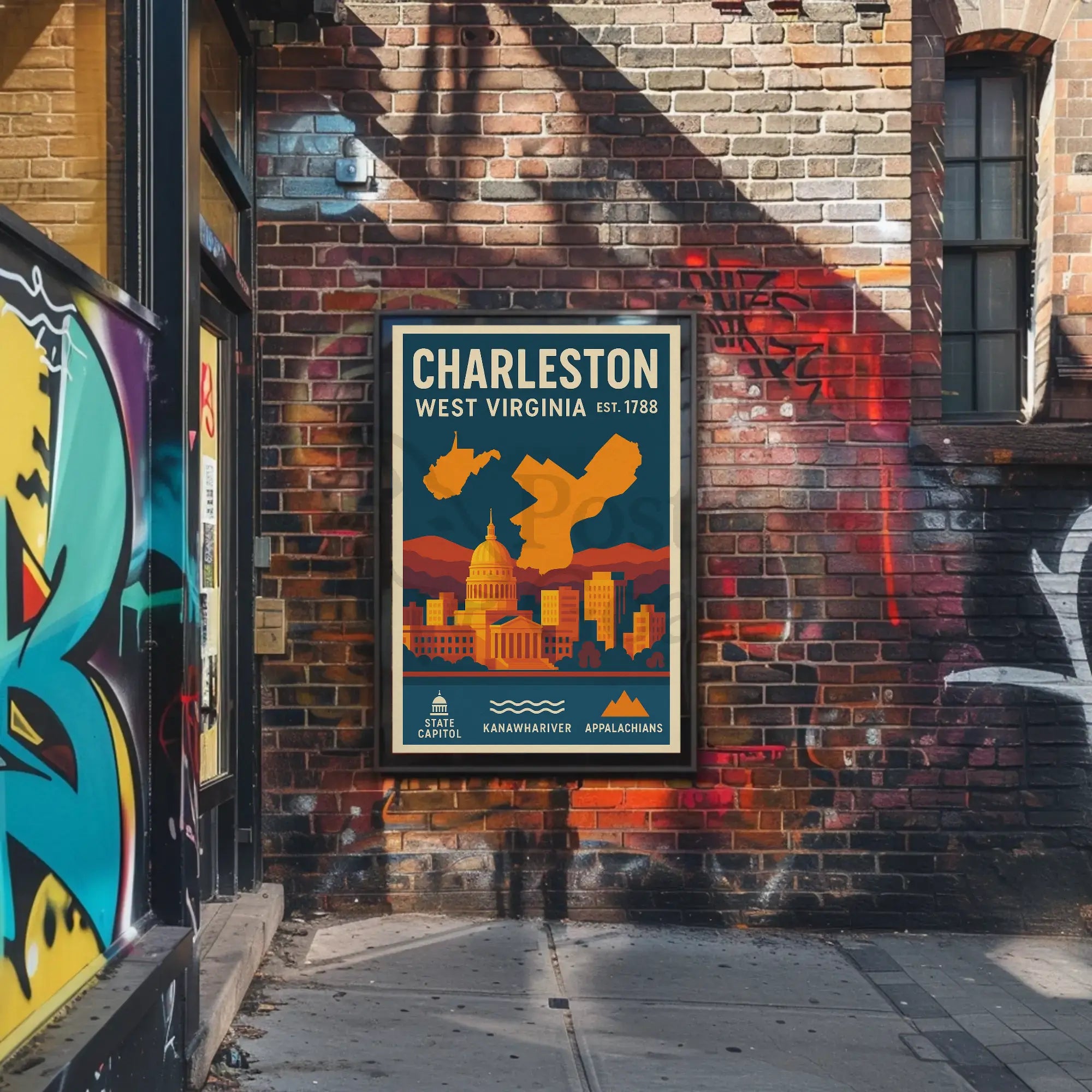 Charleston Vintage Travel West Virginia Art Poster PosterGoat