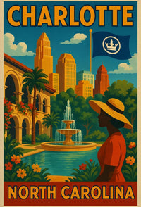 Charlotte Cityscape Elegance Art Deco Travel Poster PosterGoat