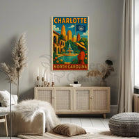 Charlotte Cityscape Elegance Art Deco Travel Poster PosterGoat