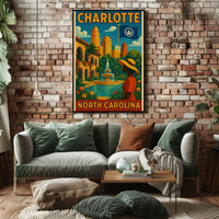 Charlotte Cityscape Elegance Art Deco Travel Poster PosterGoat