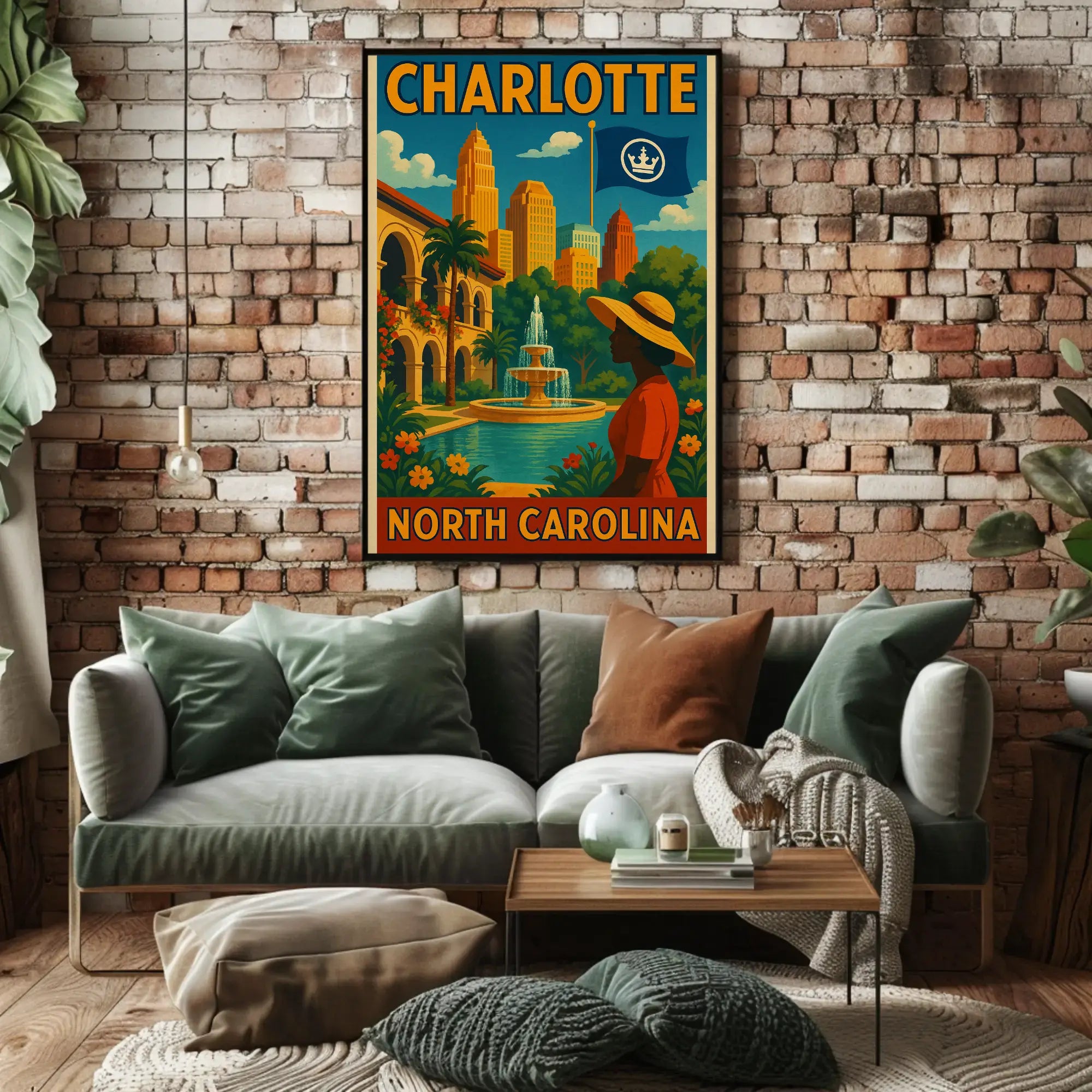 Charlotte Cityscape Elegance Art Deco Travel Poster PosterGoat