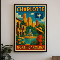 Charlotte Cityscape Elegance Art Deco Travel Poster PosterGoat