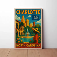 Charlotte Cityscape Elegance Art Deco Travel Poster PosterGoat