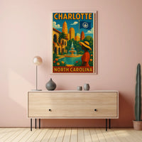 Charlotte Cityscape Elegance Art Deco Travel Poster PosterGoat