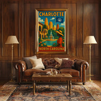 Charlotte Cityscape Elegance Art Deco Travel Poster PosterGoat