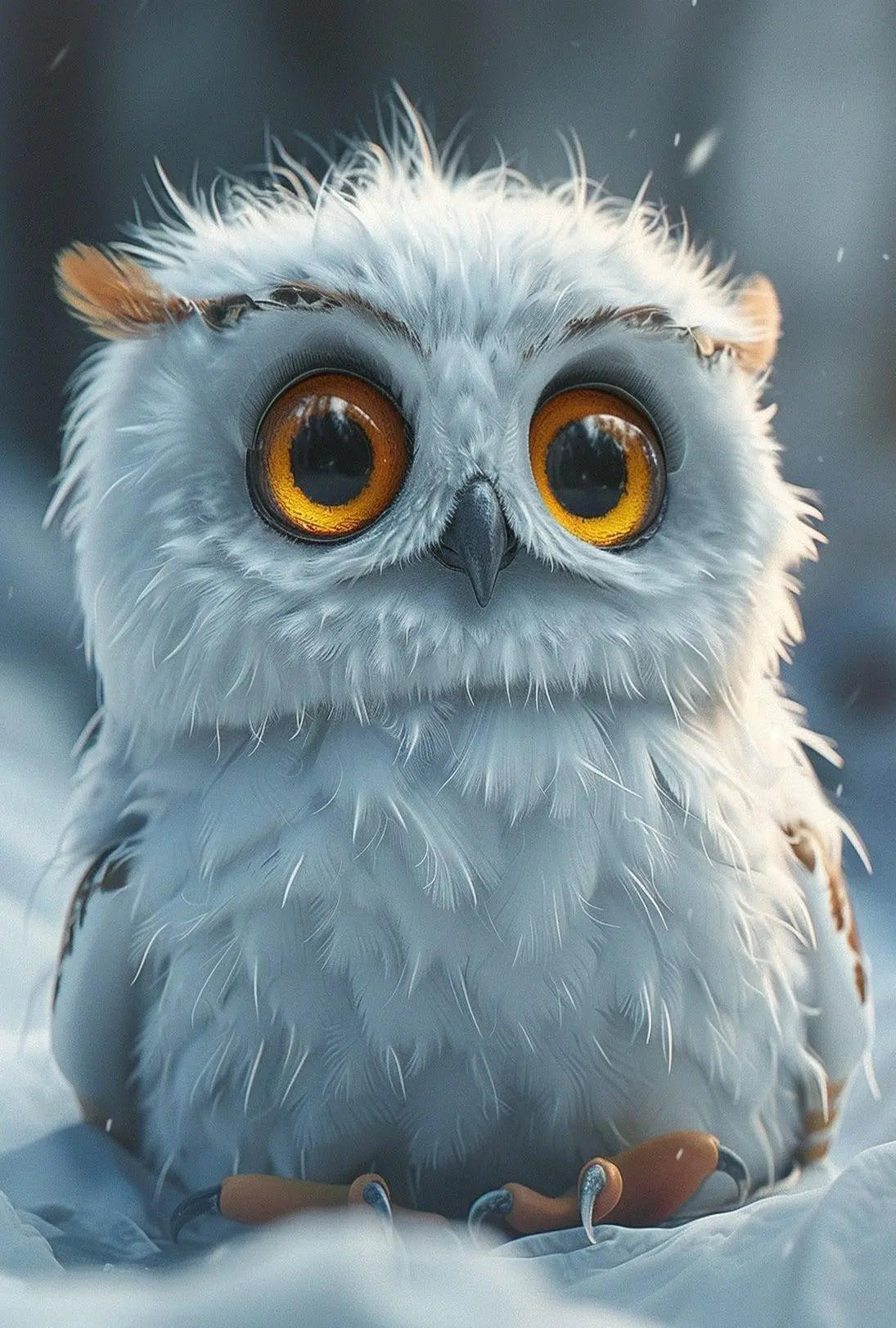 Charming Baby Owl in Winter Animal Poster PosterGoat
