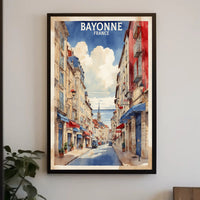 Charming Bayonne Street Scene Illustration Travel Poster PosterGoat